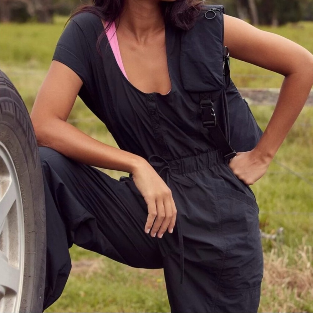NWT We The Free People Fly By Night Jumpsuit BLACK SIZE XS
